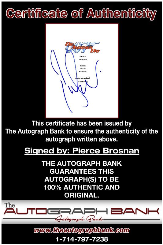 Pierce Brosnan proof of signing certificate