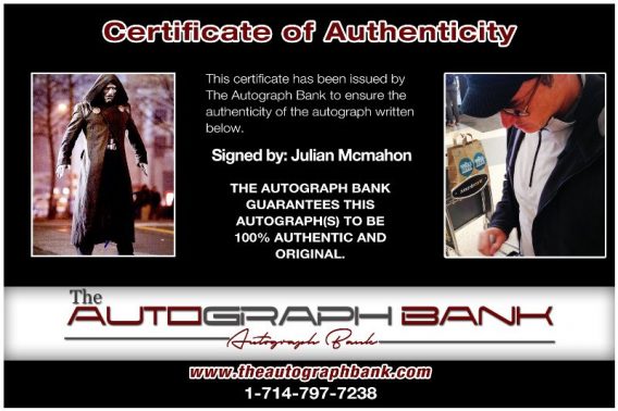 Julian McMahon proof of signing certificate