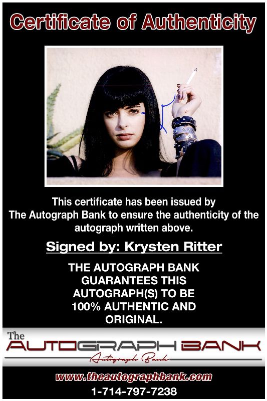 Krysten Ritter proof of signing certificate