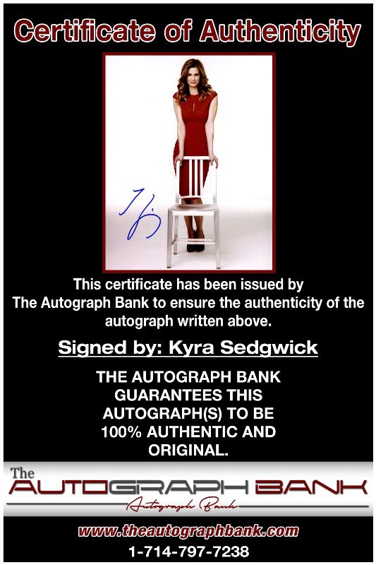 Kyra Sedgwick proof of signing certificate