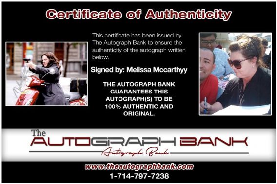 Melissa McCarthy proof of signing certificate
