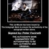 Actor Peter Facinelli proof of signing certificate