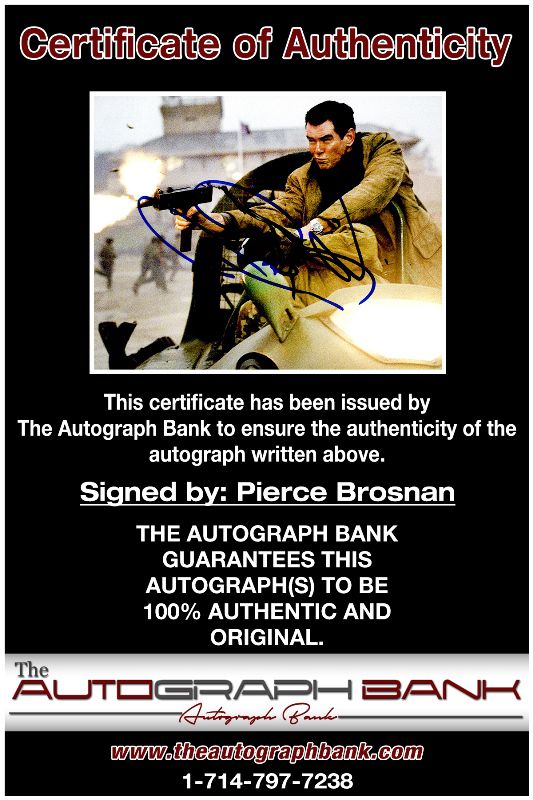 Pierce Brosnan proof of signing certificate