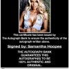 Samantha Hoopes certificate of authenticity from the autograph bank