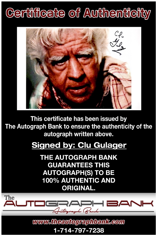 Clu Gulager proof of signing certificate