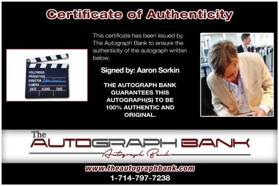 Aaron Sorkin proof of signing certificate
