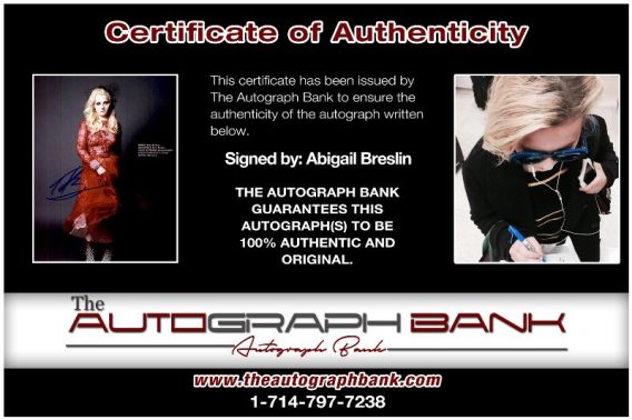 Abigail Breslin proof of signing certificate