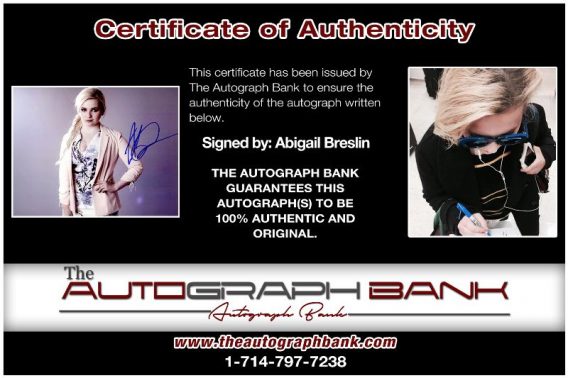 Abigail Breslin proof of signing certificate
