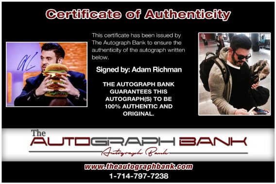 Adam Richman proof of signing certificate
