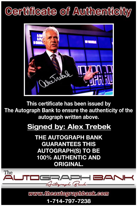 Alex Trebek proof of signing certificate