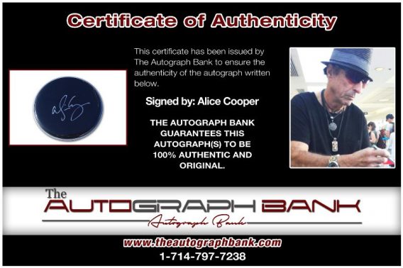 Alice Cooper proof of signing certificate