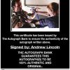 Andrew Lincoln proof of signing certificate