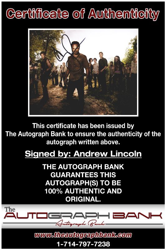 Andrew Lincoln proof of signing certificate