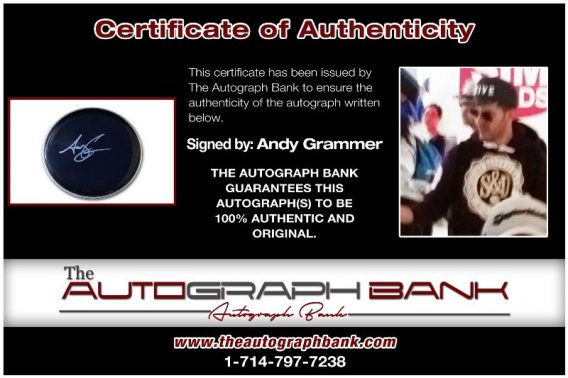 Andy Grammer proof of signing certificate