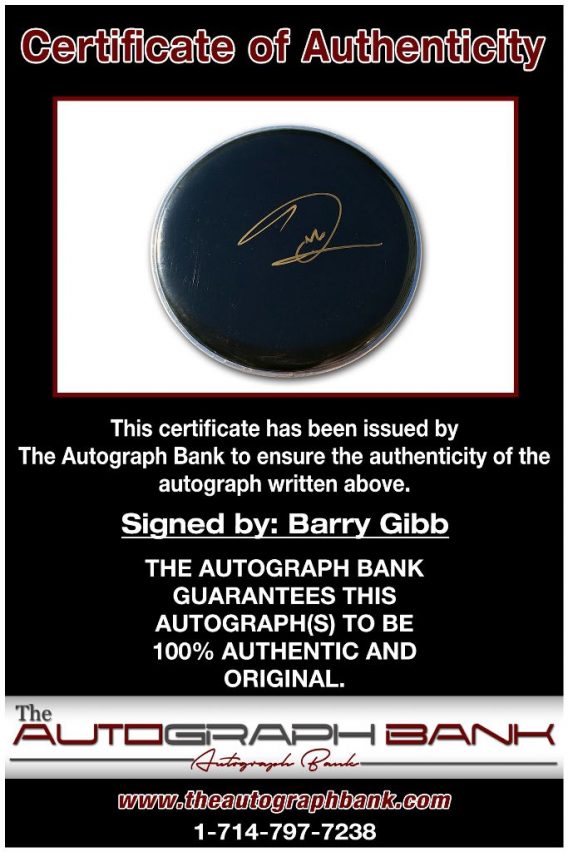 Barry Gibb proof of signing certificate