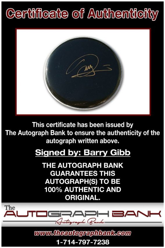 Barry Gibb proof of signing certificate