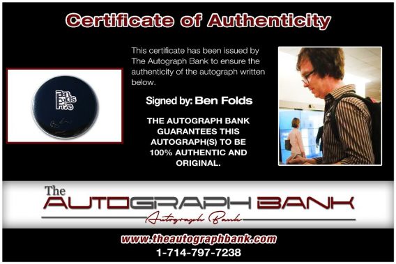 Ben Folds proof of signing certificate