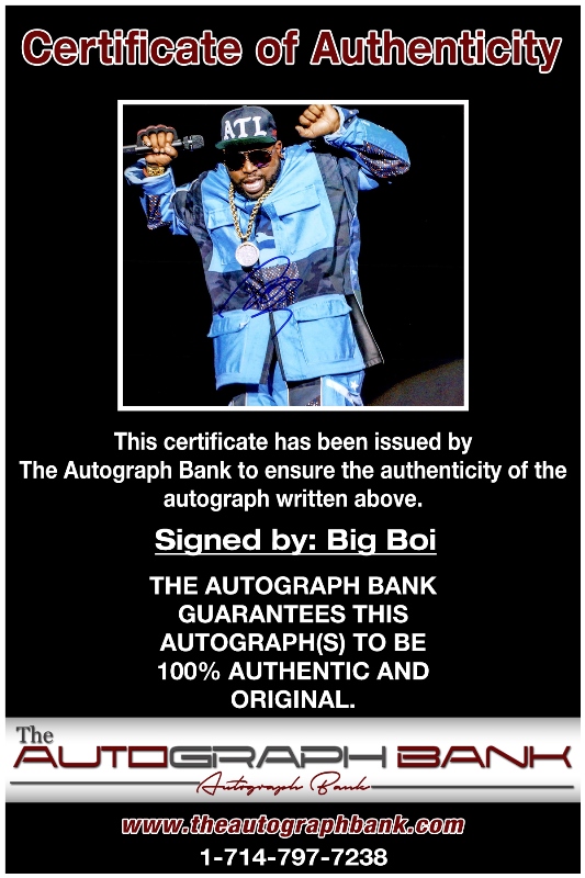 Big Boi proof of signing certificate
