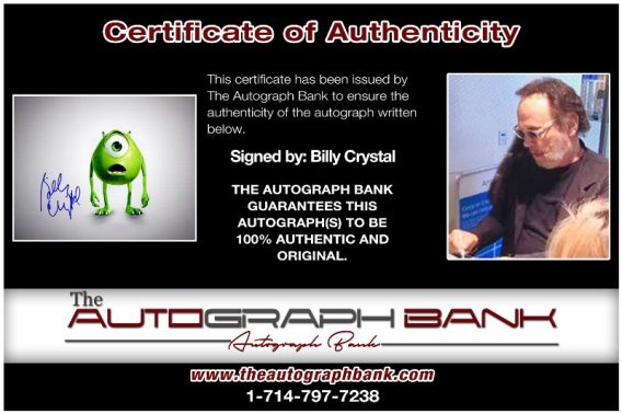Billy Crystal proof of signing certificate