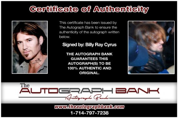 Billy Ray Cyrus proof of signing certificate