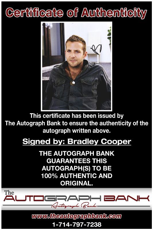 Bradley Cooper proof of signing certificate
