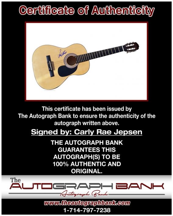 Carly Rae Jepsen proof of signing certificate