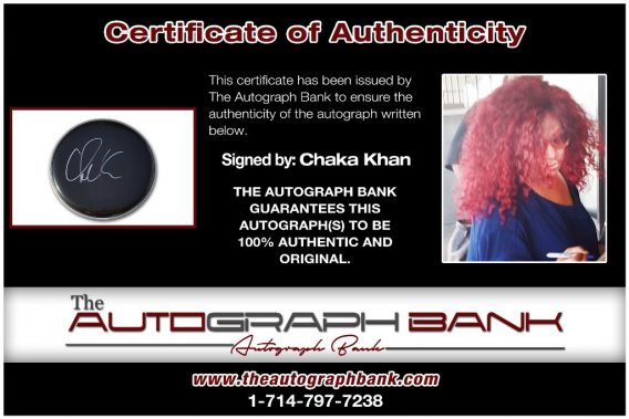 Chaka Khan proof of signing certificate