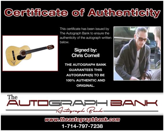 Chris Cornell certificate of authenticity from the autograph bank