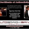 Chris Pratt certificate of authenticity from the autograph bank