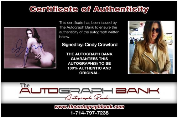 Cindy Crawford proof of signing certificate