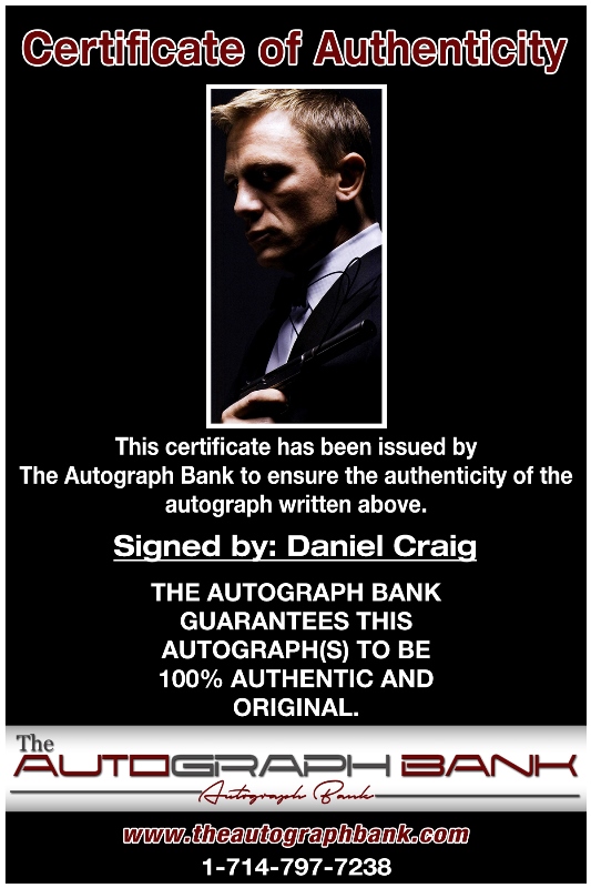 Daniel Craig proof of signing certificate