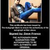 Dave Franco proof of signing certificate