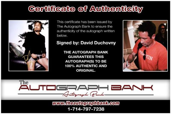 David Duchovny proof of signing certificate