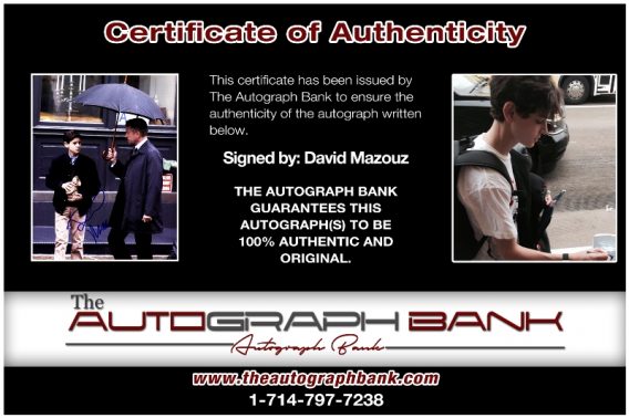 David Mazouz proof of signing certificate