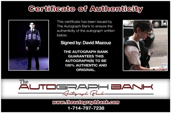 David Mazouz proof of signing certificate