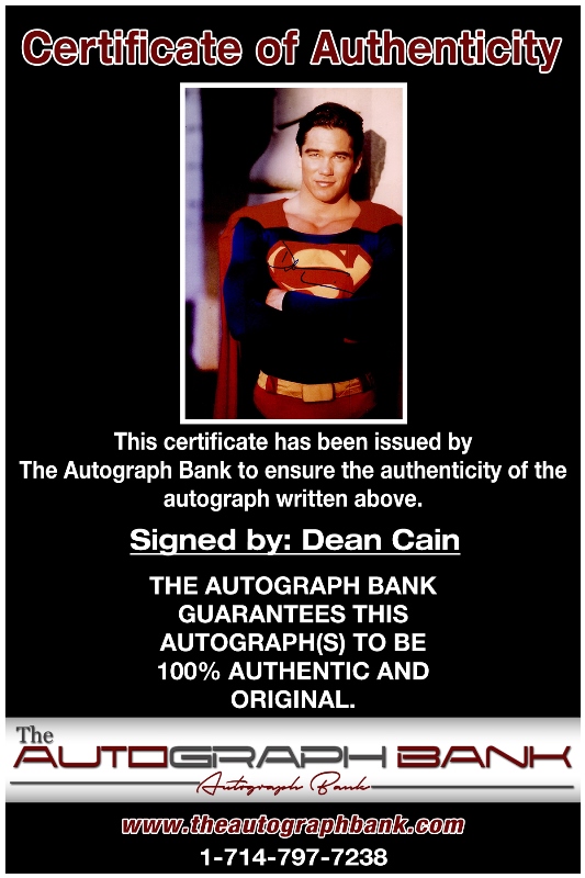 Dean Cane proof of signing certificate