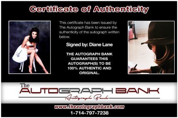 Diane Lane proof of signing certificate