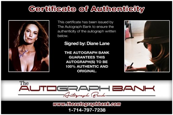 Diane Lane proof of signing certificate