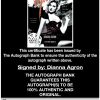 Dianna Agron proof of signing certificate