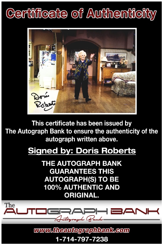 Doris Roberts proof of signing certificate
