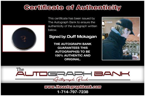 Duff Mckagan proof of signing certificate