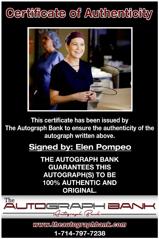 Elen Pompeo proof of signing certificate