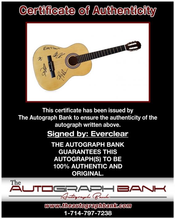 Everclear Band proof of signing certificate