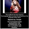 Fergie of Black Eye Peas proof of signing certificate