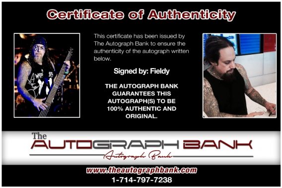 Fieldy of Korn proof of signing certificate