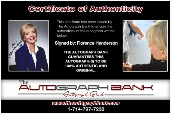 Florence Henderson proof of signing certificate