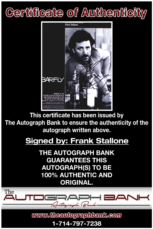 Frank Stallone proof of signing certificate