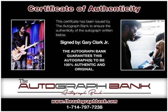 Gary Clark certificate of authenticity from the autograph bank