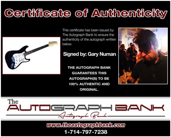Gary Numan proof of signing certificate