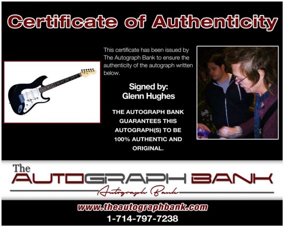 Glenn Hughes of Deep Purple proof of signing certificate